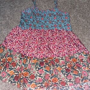 Harley Mini Dress - Blue Magenta Tan Mixed Floral